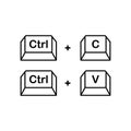 Ctrl c and Ctrl v button set. Computer keyboard. Vector EPS 10. Isolated on white background