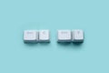 Ctrl C, Ctrl V keyboard buttons, copy and paste key shortcut  on a blue background Royalty Free Stock Photo