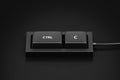 Ctrl c shortcut button and copy or plagiarism keyboard concept of control keypad background. 3D rendering