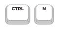 Ctrl N letter grayscale keyboard hotkey Royalty Free Stock Photo