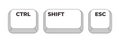Ctrl Shift Esc grayscale keyboard hotkey Royalty Free Stock Photo