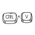 Ctrl and V keyboard shortcut vector illustration, Paste keyboard shortcut for windows devices. Ctrl V