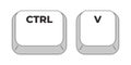 Ctrl V letter grayscale keyboard hotkey Royalty Free Stock Photo