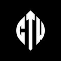 CTW circle letter logo design with circle and ellipse shape. CTW ellipse letters with typographic style. The three initials form a Royalty Free Stock Photo