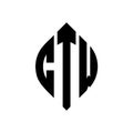 CTW circle letter logo design with circle and ellipse shape. CTW ellipse letters with typographic style. The three initials form a Royalty Free Stock Photo