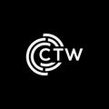 CTW letter logo design on black background. CTW creative initials letter logo concept. CTW letter design Royalty Free Stock Photo