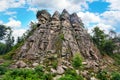 Ctyri palice rock formation in the day, Zdarske vrchy mountain - Vysocina, Czech republic