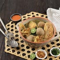 Cuanki Bandung, Meatball and Batagor in Stock Soup