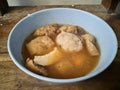 Cuanki meatballs with sauce served in a bowl