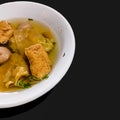 Cuanki, a West Java traditional cuisine with meatball, tofu, wonton and celery. Royalty Free Stock Photo