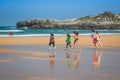 Cuarezo beach in Noja. Santander. Cantabria. Spain. Europe. Royalty Free Stock Photo