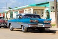 Cuba american blue vintage car parked on the road