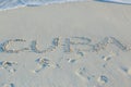 Cuba beach, letters on the sand Royalty Free Stock Photo