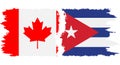 Cuba and Canada grunge flags connection vector