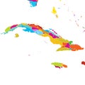Cuba, Caribbean, Colorful Vector Map