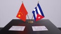 Cuba and China flag. Politics concept, partner deal between countries. Partnership agreement of governments 3D