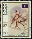 CUBA - CIRCA 1987: postage stamp 20 Cuban centavos printed by Republic of Cuba, shows Post camel, Egypt