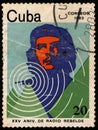CUBA - CIRCA 1983: stamp shows portrait of Che Guevara and radio waves