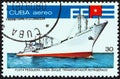 CUBA - CIRCA 1978: A stamp printed in Cuba shows Fish factory ship `Oceano Atlantico`, circa 1978.