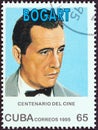 CUBA - CIRCA 1995: A stamp printed in Cuba shows Humphrey Bogart, circa 1995. Royalty Free Stock Photo