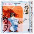 Stamp printed in CUBA shows Javelin throwing, with inscription and name of series XXII Olympic Games in Moscow, 1980