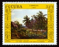 CUBA - CIRCA 1988: A stamp printed in Cuba shows Landscape, by Valentin Sanz Carta, circa 1988.