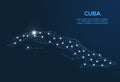 Cuba communication network map. Vector low poly image of a global map with lights in the form of cities. Map in the form of a Royalty Free Stock Photo