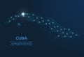 Cuba communication network map. Vector low poly image of a global map with lights in the form of cities. Map in the form of a Royalty Free Stock Photo