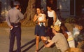 Cuban Policemen observing the crowd in a park in Havanna City