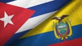 Cuba and Ecuador two flags textile cloth, fabric texture Royalty Free Stock Photo