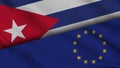 Cuba and European Union Flags, Breaking News, Political Diplomacy Crisis Concept Royalty Free Stock Photo