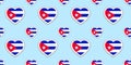 Cuba flag background. Cuban vector stickers. Love hearts symbols flags seamless pattern. Good choice for sports