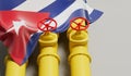 Cuba flag covering an oil and gas fuel pipe line. Oil industry concept. 3D Rendering