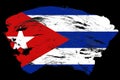 Cuba flag on distressed black stroke brush background