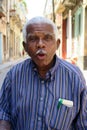 Old speaking friendly man of havana, Cuba Royalty Free Stock Photo