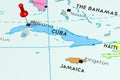 Cuba, Havana - capital city, pinned on political map