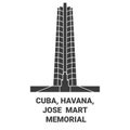 Cuba, Havana, Jose Mart Memorial travel landmark vector illustration