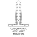 Cuba, Havana, Jose Mart Memorial travel landmark vector illustration