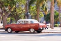 CUBA, HAVANA - MAY 5, 2017: American brown retro car on city street. ÃÂ¡opy space for text.