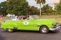 CUBA, HAVANA - MAY 5, 2017: American green retro cabriolet on city street. Ã¯Â¿Â½opy space for text.