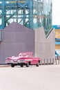 CUBA, HAVANA - MAY 5, 2017: American pink retro cabriolet on cit