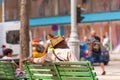 CUBA, HAVANA - MAY 5, 2017: A man in a hat sits on a bench. Copy space for text.