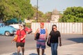 CUBA, HAVANA - MAY 5, 2017: Musicians walk down the street. Copy space for text. Royalty Free Stock Photo