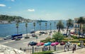 View to the embankment from the wall of Castillo de la Real Fuerza Castle of the Royal Force. Royalty Free Stock Photo