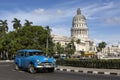 Cuba, Havana, old car in front of Capitolio