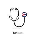 Cuba healthcare concept. Medical stethoscope with country flag