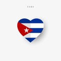 Cuba heart shaped flag. Origami paper cut Cuban national banner
