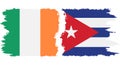 Cuba and Ireland grunge flags connection vector