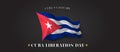 Cuba liberation day vector banner, greeting card. Cuban wavy flag