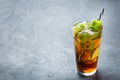 Cuba libre alcohol cocktail drink with rum, cola, ice, lime Royalty Free Stock Photo